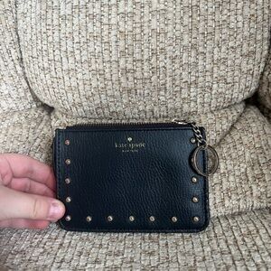 Kate Spade Black Leather Pouch with Gold Studs